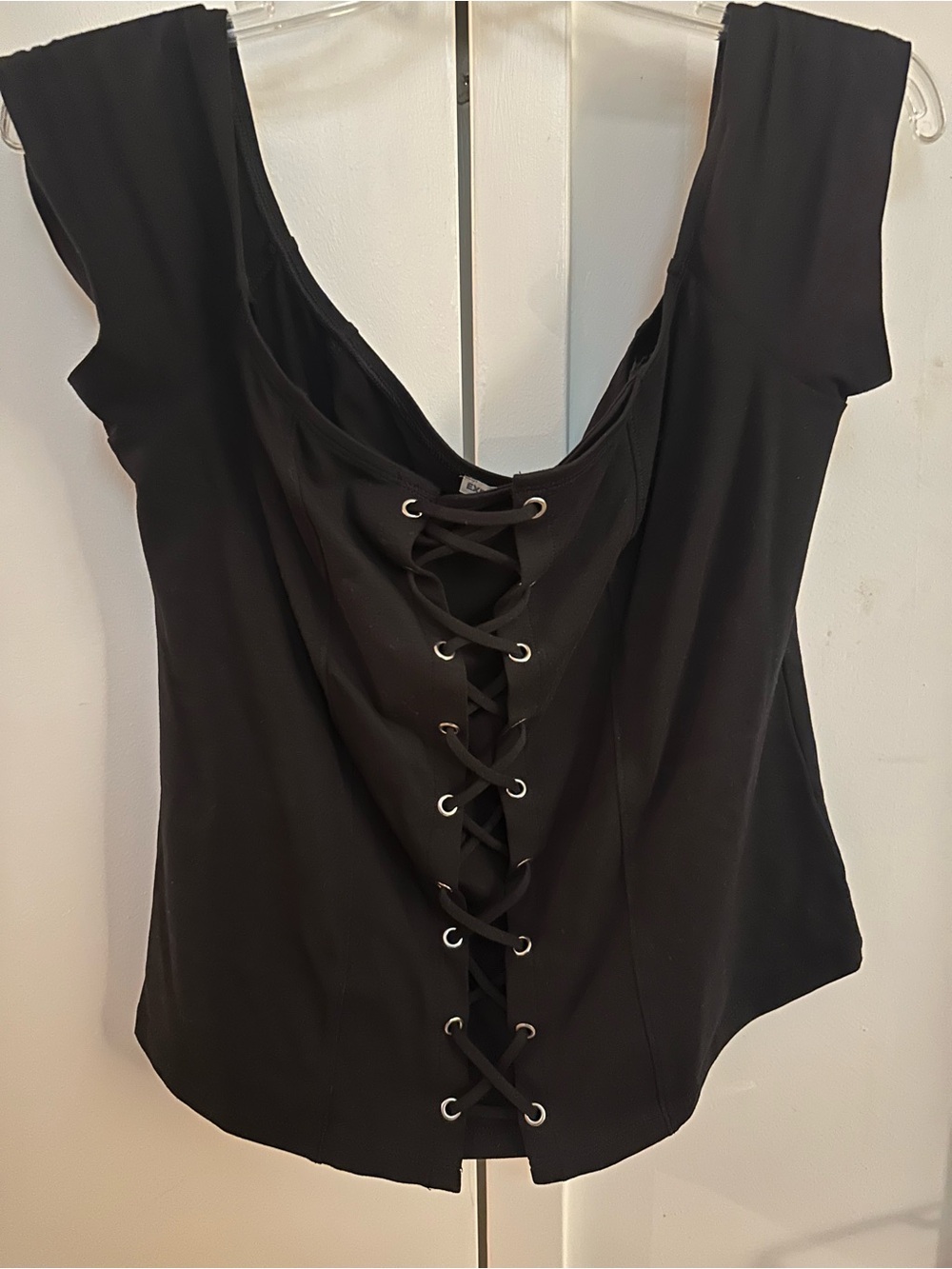 Express Black Lace-Up Cap Sleeve Camisole
